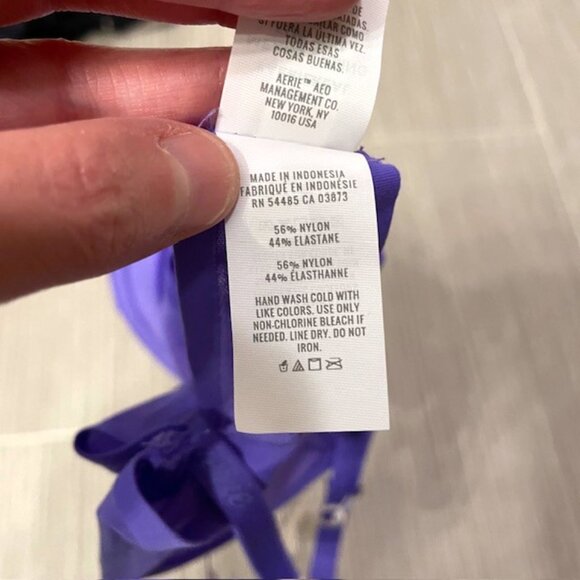 NWT Aerie Smoothez Purple Unlined Sheer Mesh Balconette Underwire Bra 32B - Picture 10 of 10